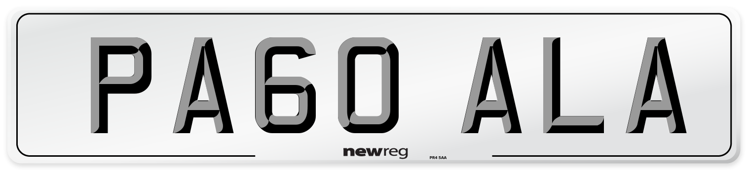 PA60 ALA Number Plate from New Reg